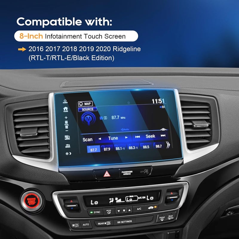 LFOTPP For 2020 Honda Ridgeline Screen Protector 8"- 2016~2020 Ridgeline & 2016-2018 Honda Pilot Honda Passort 8 inch Touchscreen [FullHD+] 2016~2020 Ridgeline Accessories Anti Fingerprint 9H Tempered Glass - Image 4